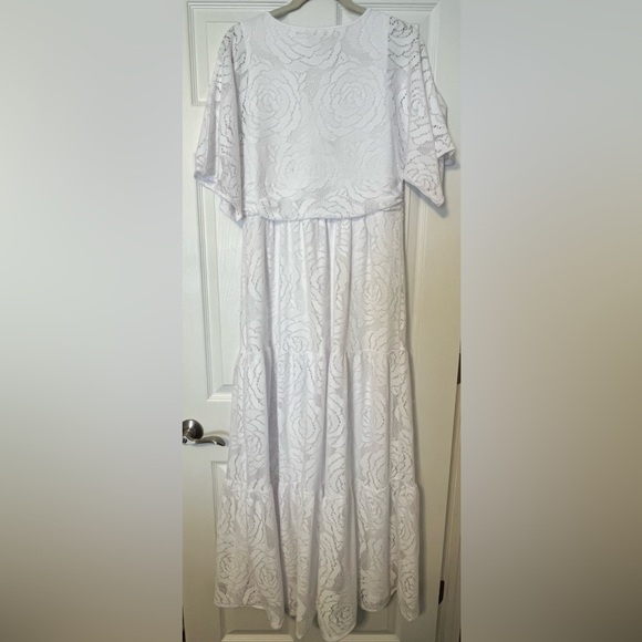 Lilly Pulitzer Parigi Maxi Dress Resort White Bungalow Blossom Lace Large - Picture 6 of 6